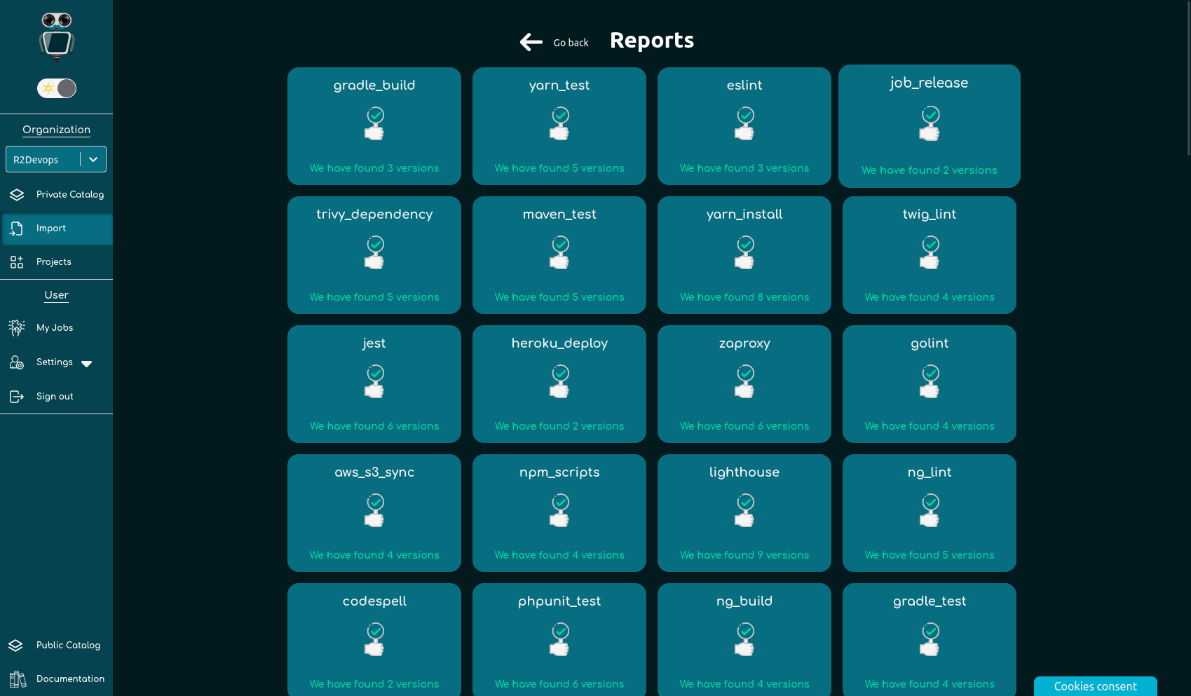 Picture of the report of a job import