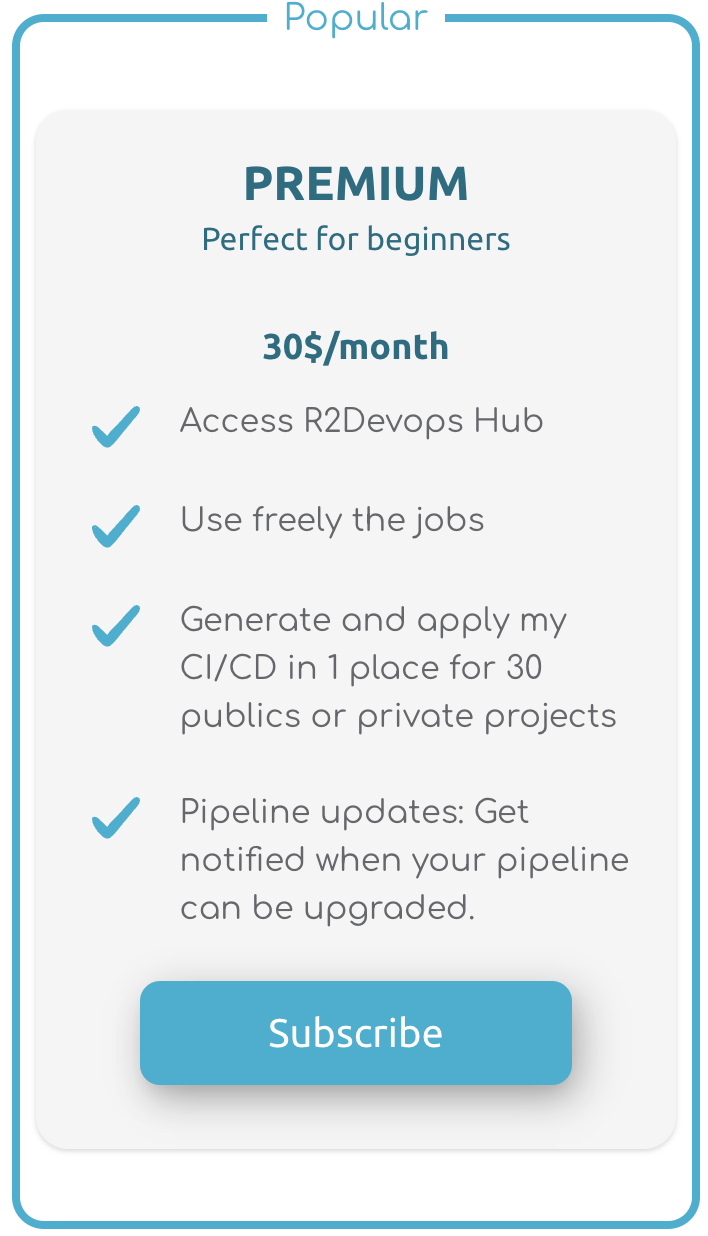 PREMIUM license in R2Devops